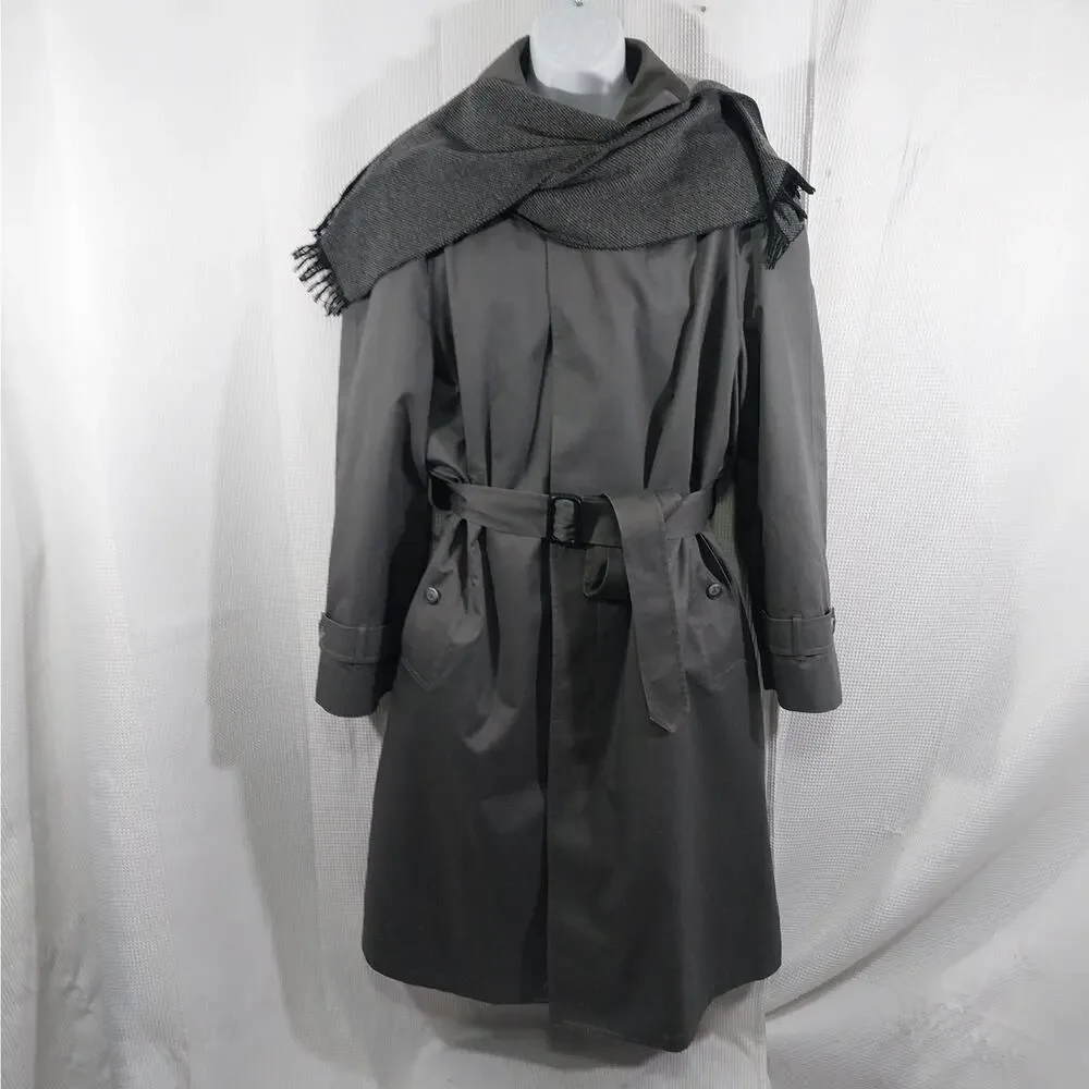 NWOT! LONDON FOG! DOVE GRAY FULL LENGTH THERMAL TRENCH COAT, BELTED! SZ 46R